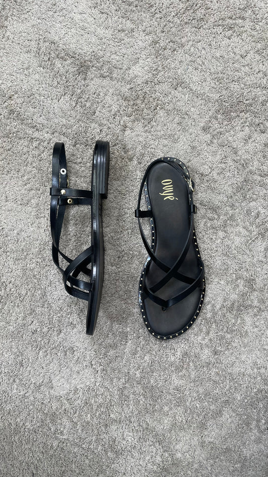 Sandali Vera pelle infradito Ovyè Nero - GS101VAC -