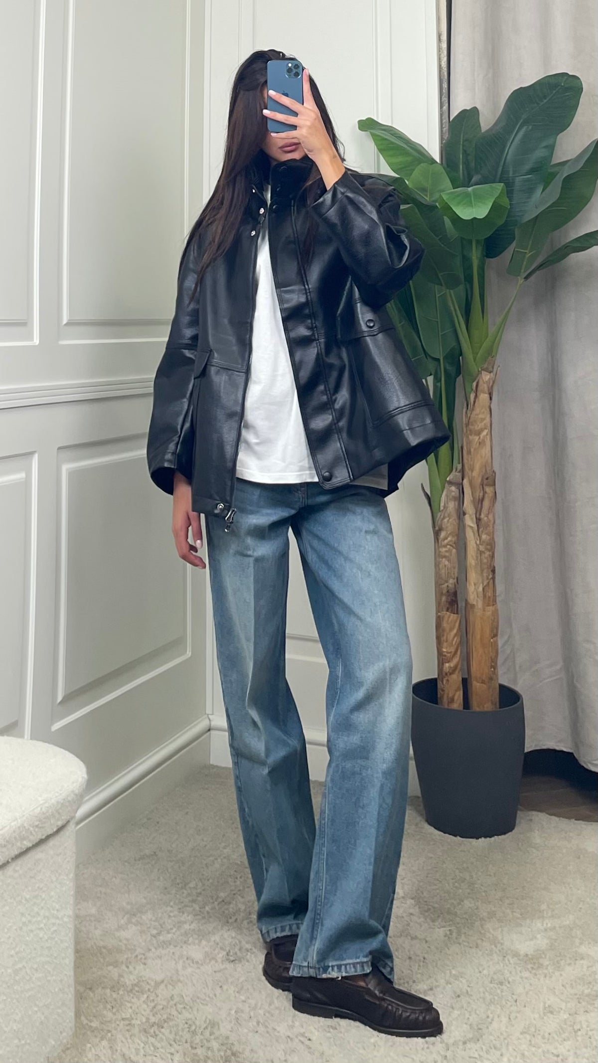 Giaccone in ecopelle oversize Vicolo nero - TAC0729 -