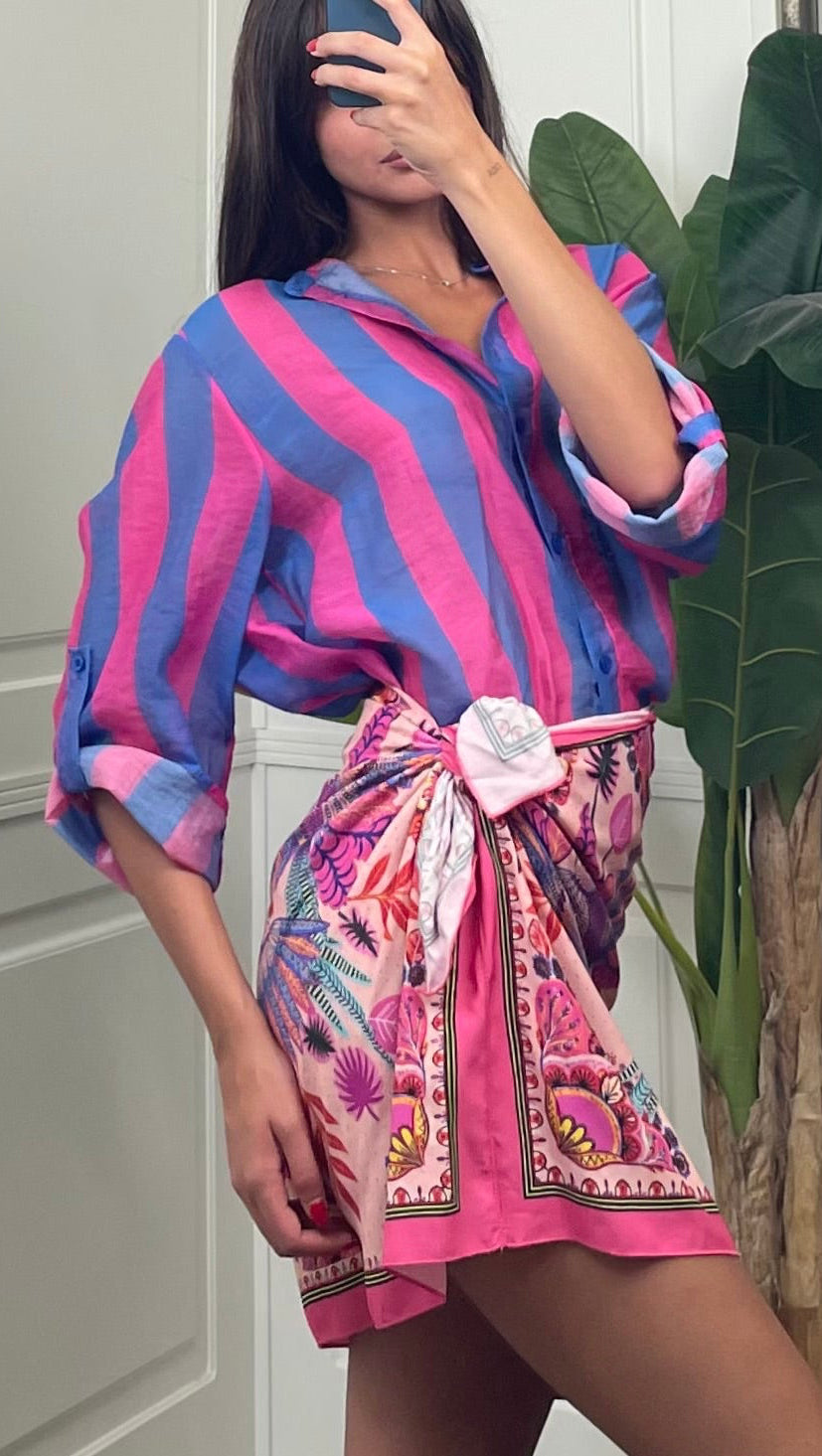 Minigonna pareo pappagalli fuxia HaveOne - GVS-Q261 -