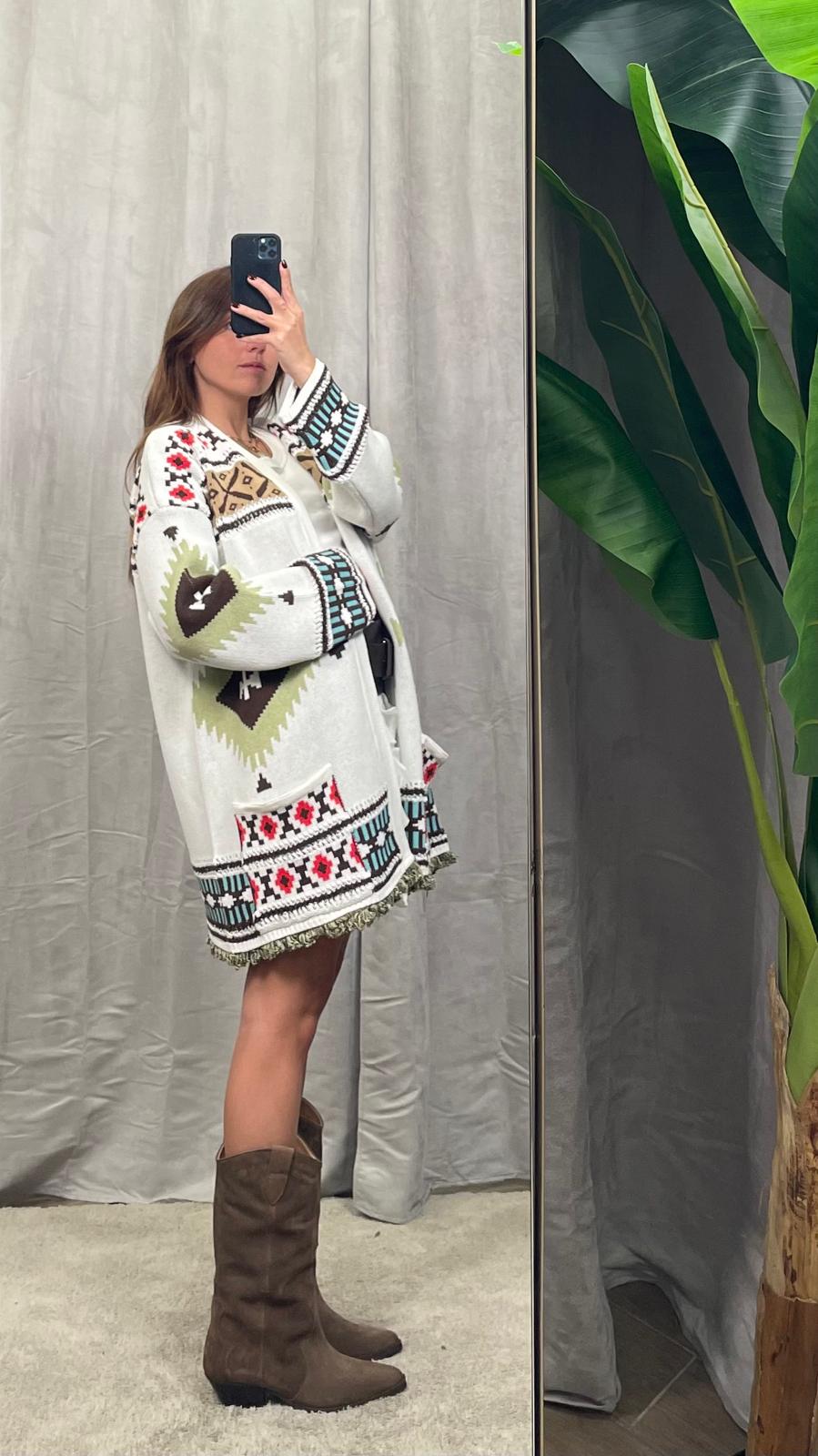 Cardigan ViCOLO etnico bianco