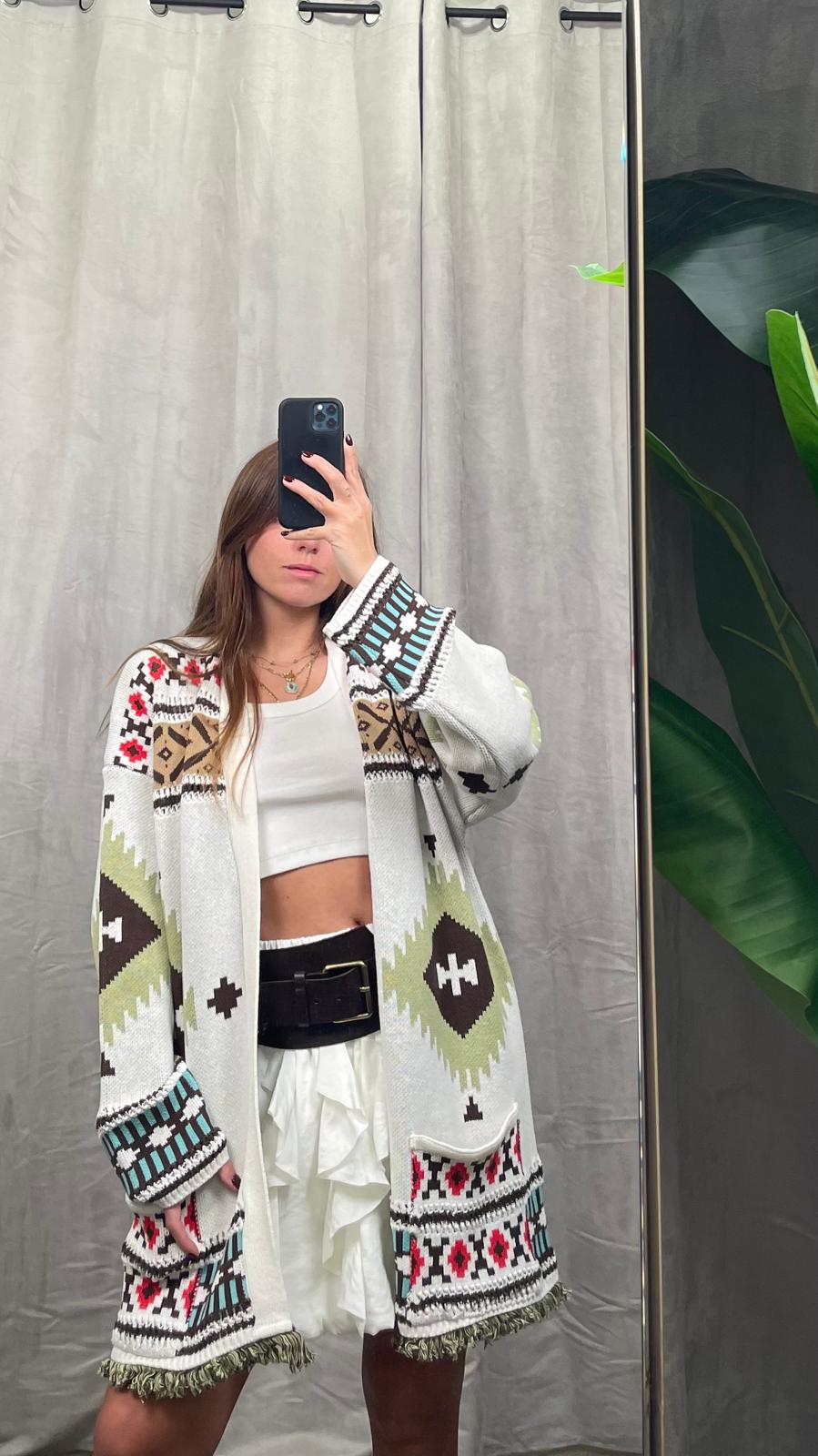 Cardigan ViCOLO etnico bianco