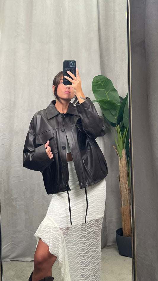 Bomber ViCOLO vera pelle (Moro-Nero) -TF0272-