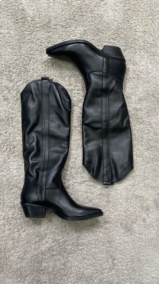 Texano nero DivineFollie vera pelle -9230-