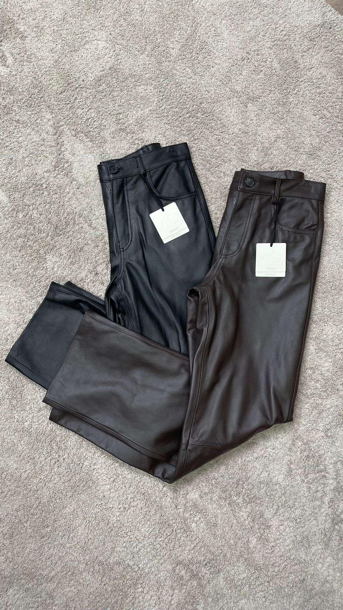 Pantalone ampio in vera pelle ViCOLO -TF0318-