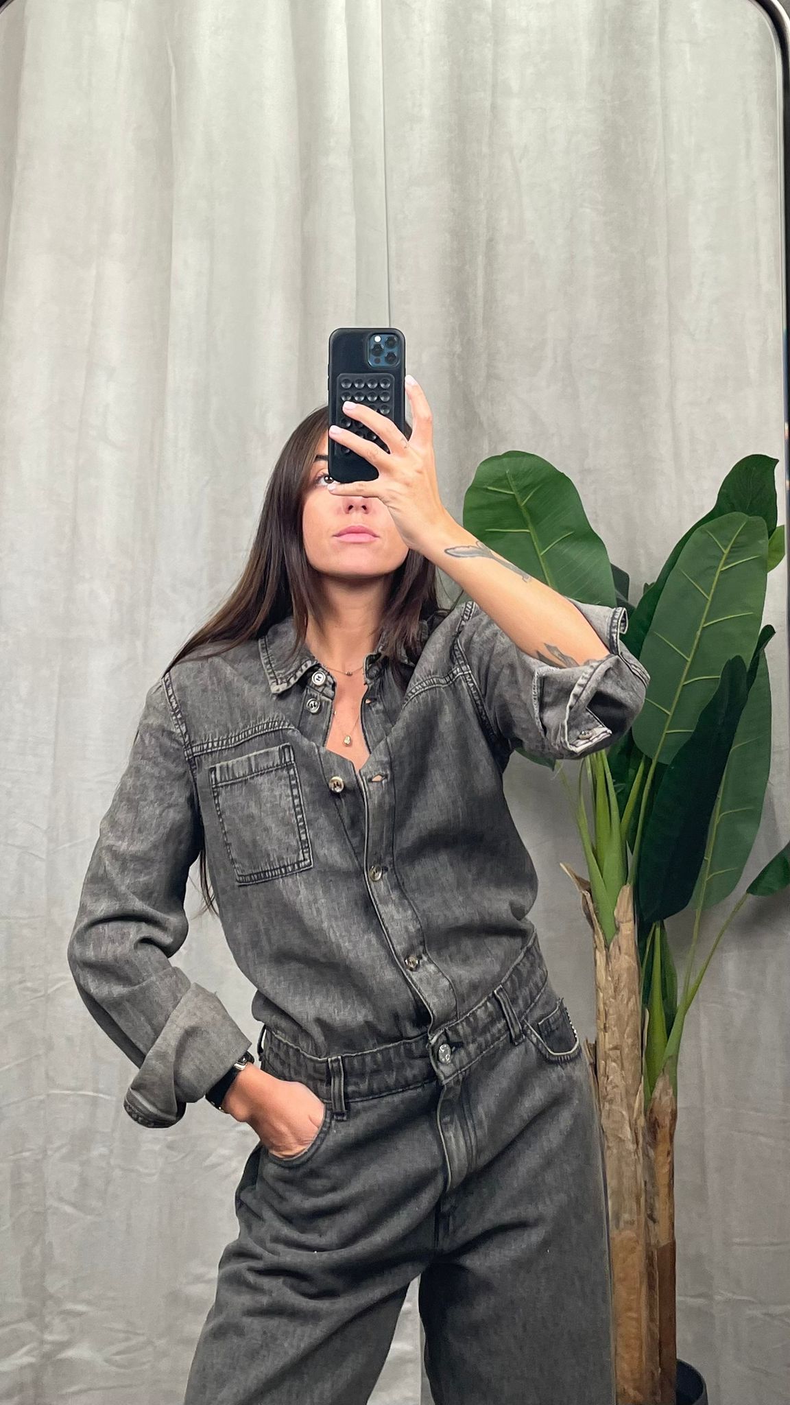 Tuta jeans HaveOne denim grigio -YGZ-P009-