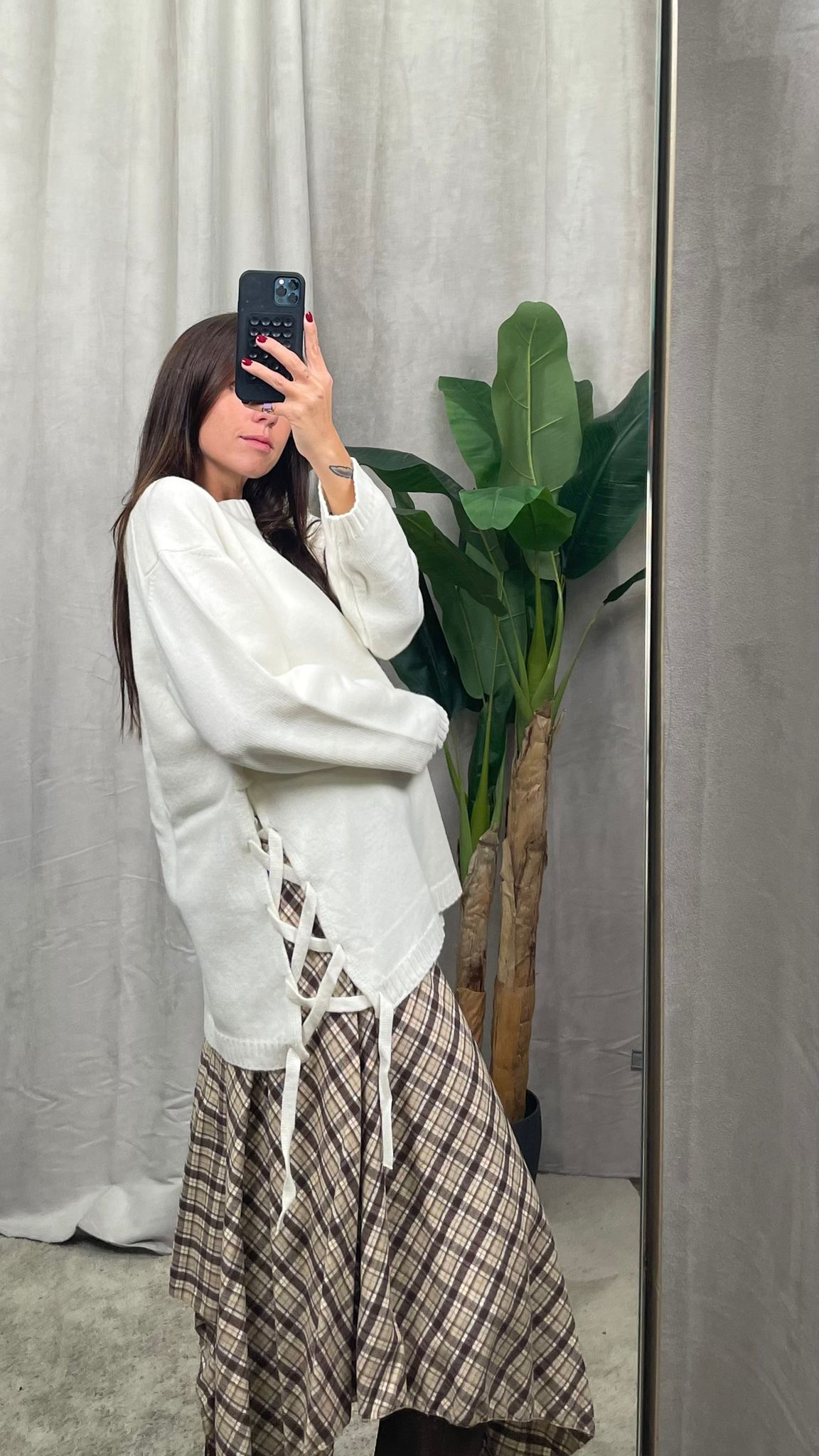 Gonna midi HaveOne quadri Moro/Coccio -GFW-P134-