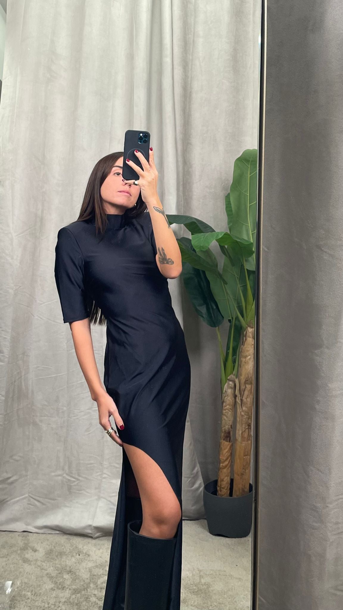 Abito Matinèe in lycra (Nero/Coccio) -DP6005-