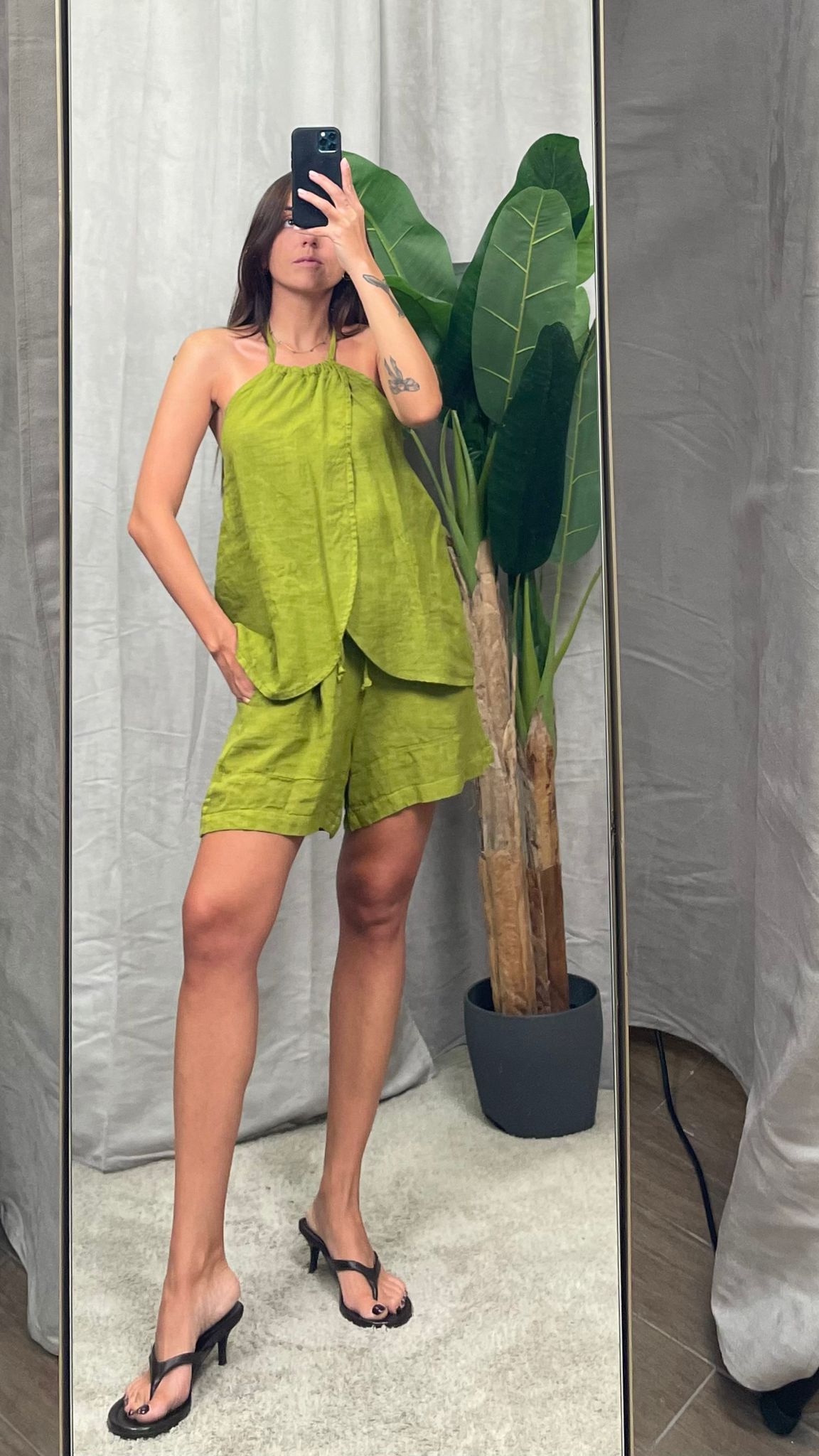 Set-Coordinato ViCOLO Lino/Viscosa (Panna, Verde acido)