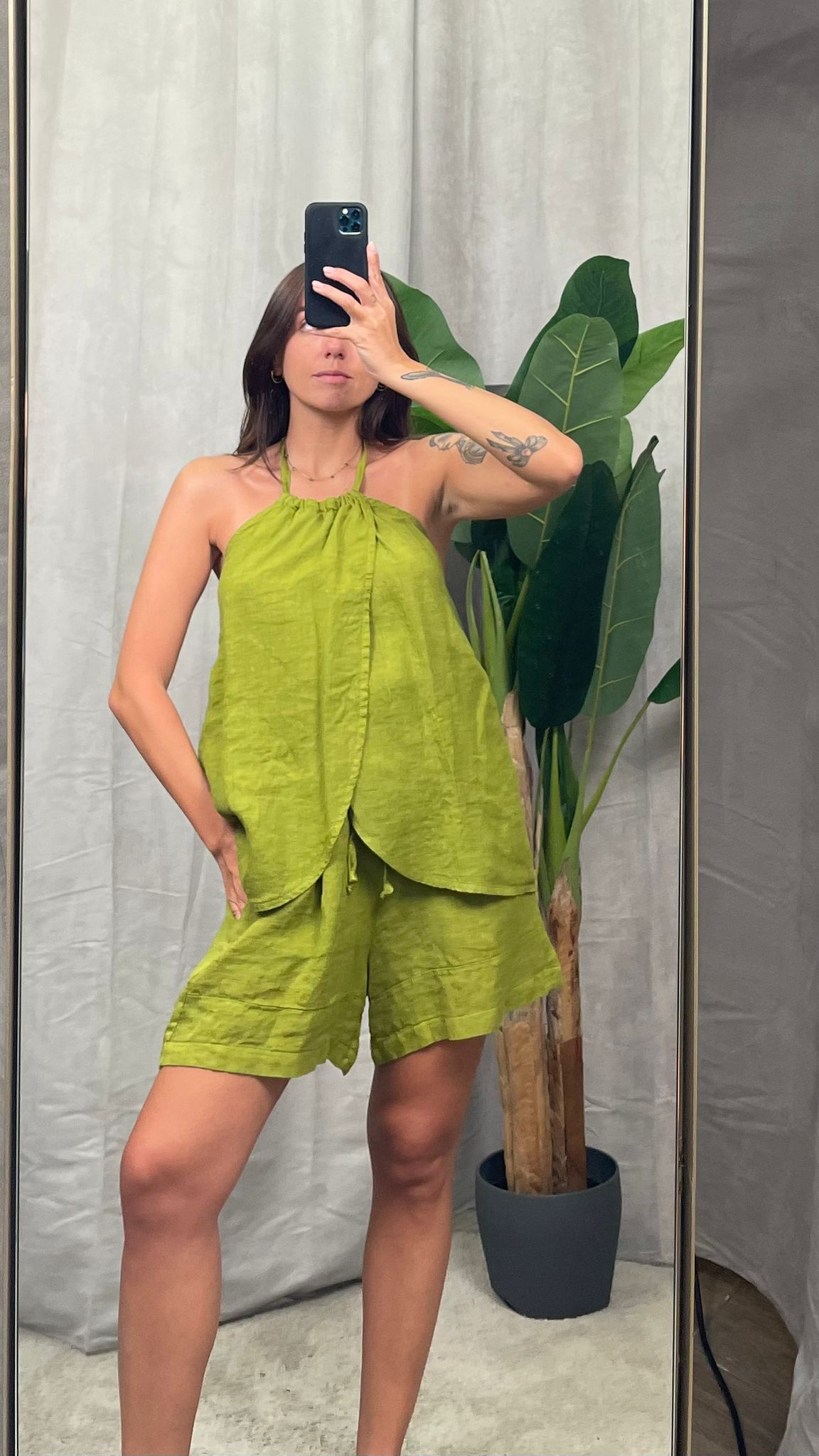 Set-Coordinato ViCOLO Lino/Viscosa (Panna, Verde acido)