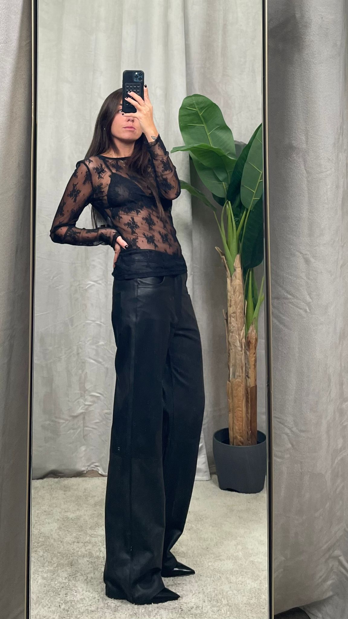 Pantalone ampio in vera pelle ViCOLO -TF0318-