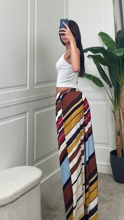 Pantalone palazzo a righe asimmetriche Vicolo - TAB2969 -