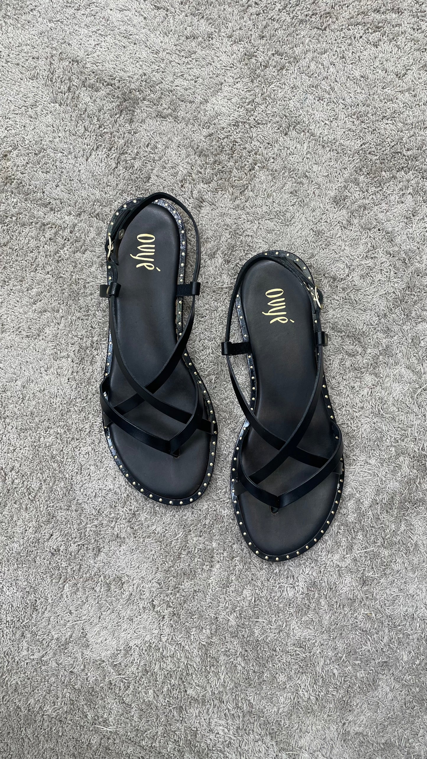 Sandali Vera pelle infradito Ovyè Nero - GS101VAC -