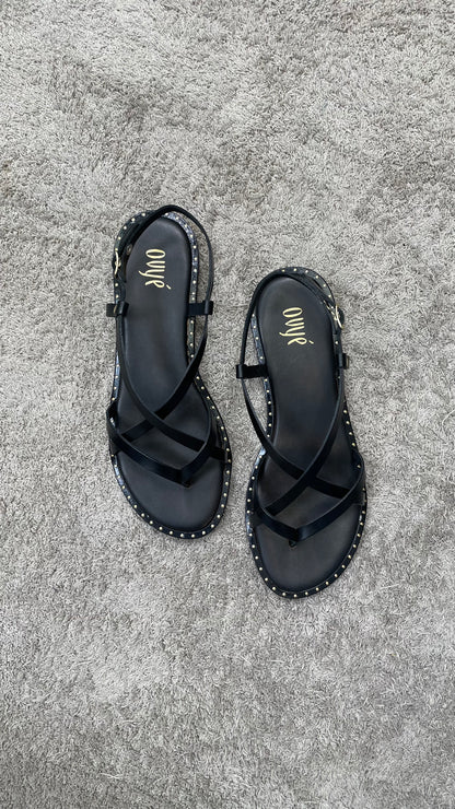 Sandali Vera pelle infradito Ovyè Nero - GS101VAC -