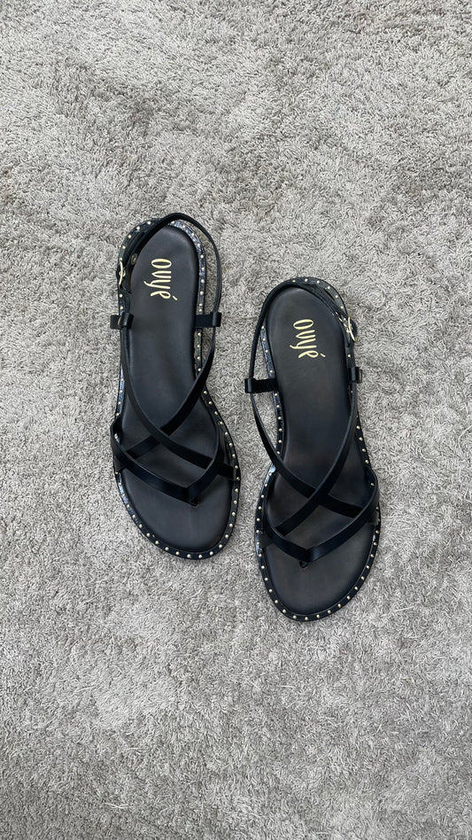Sandali Vera pelle infradito Ovyè Nero - GS101VAC -