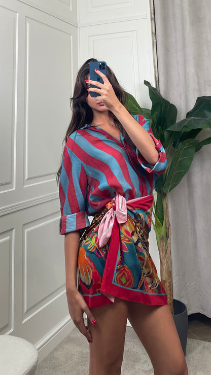 Camicia a righe verticali india\ottanio HaveOne - CVS-Q422 -