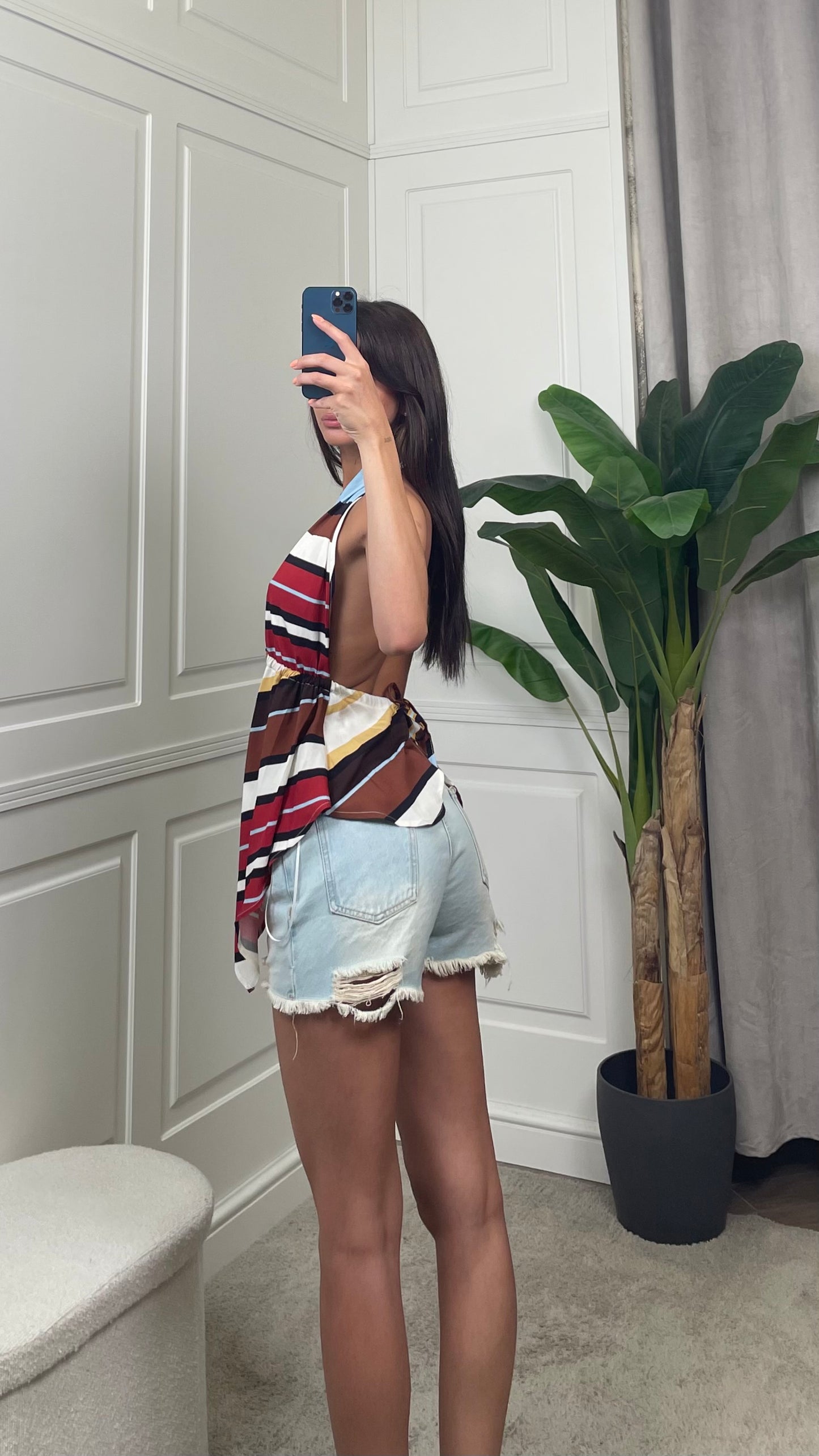 Top halter righe asimmetriche Vicolo - TAB2970 -