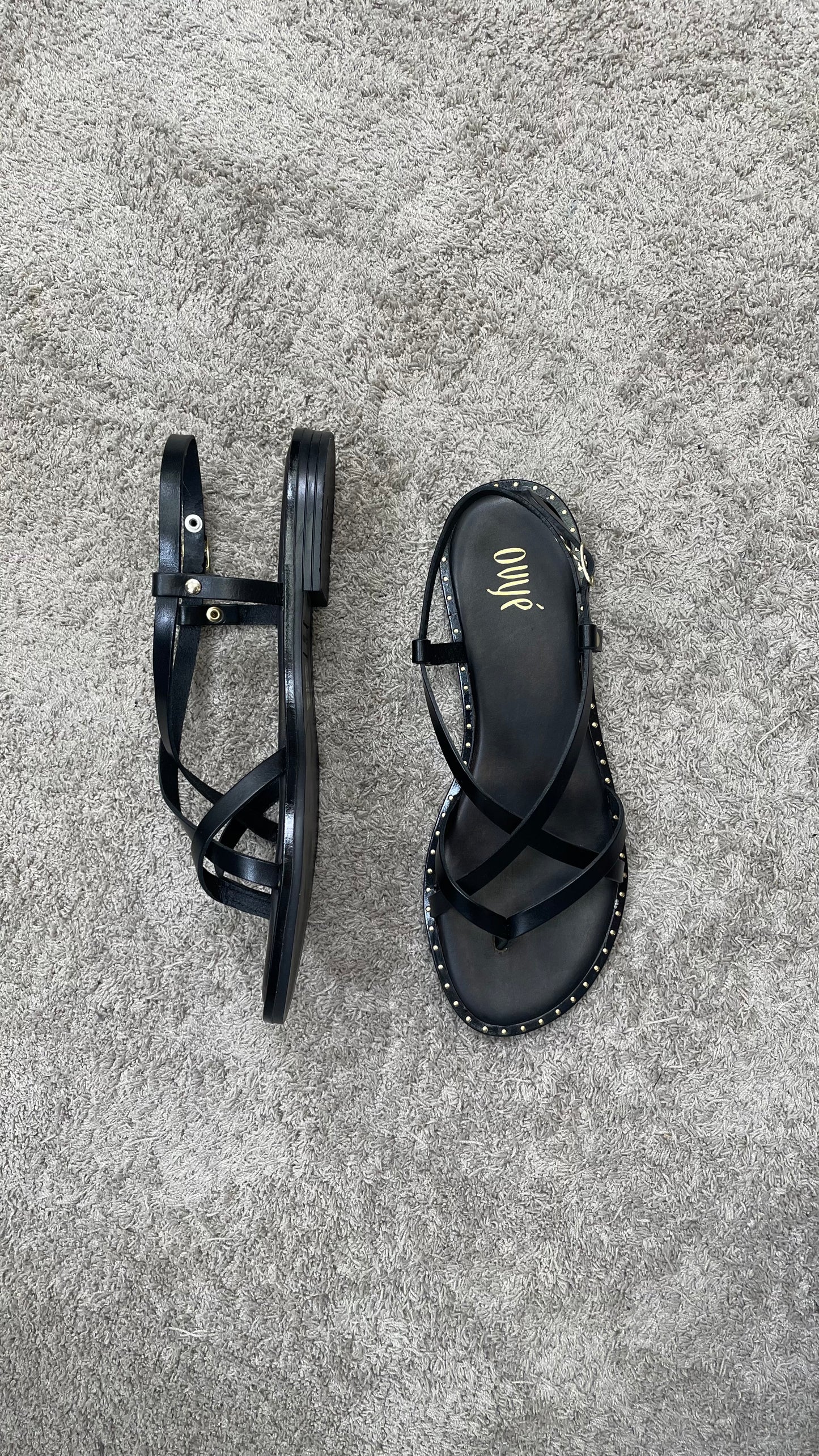 Sandali Vera pelle infradito Ovyè Nero - GS101VAC -