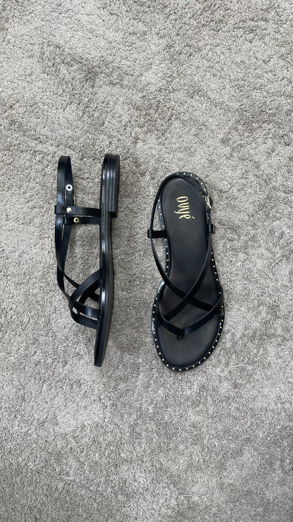 Sandali Vera pelle infradito Ovyè Nero - GS101VAC -