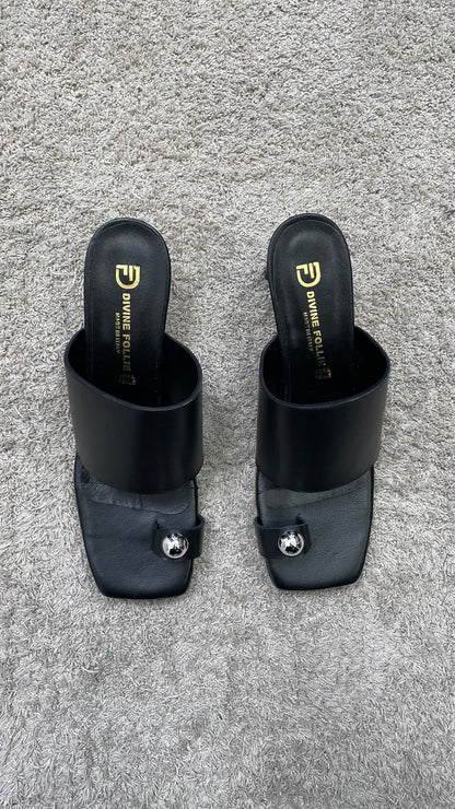 Sandalo nappa nera con gioiello Divine Follie - EMMAQ2736 -