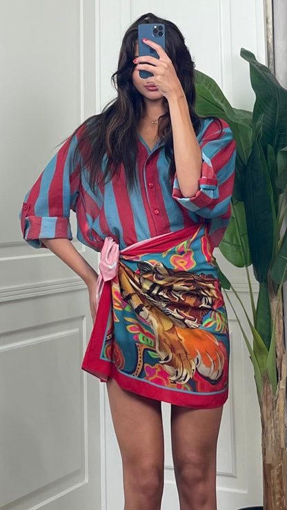 Camicia a righe verticali india\ottanio HaveOne - CVS-Q422 -