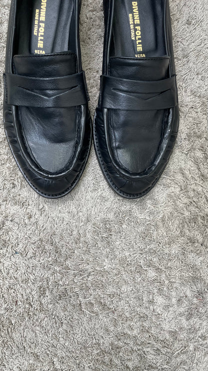 Mocassino in pelle arricciato Divine Follie Nero - CINZIA -2541-