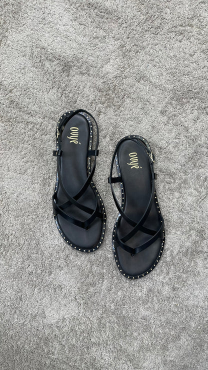 Sandali Vera pelle infradito Ovyè Nero - GS101VAC -