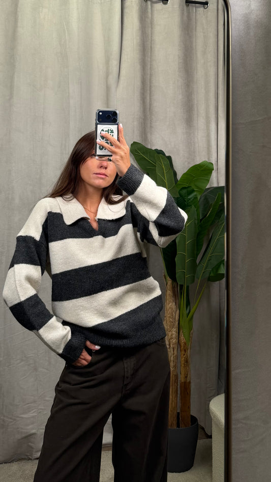 Maglione polo riga -MH0-P424-