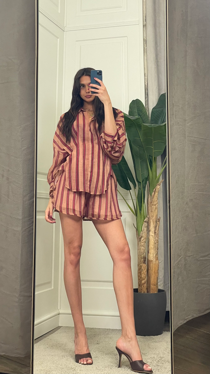 Camicia a righe con pieghe HaveOne - CVS-Q356 -