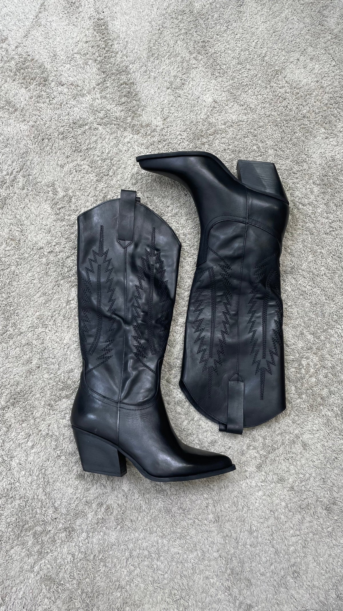 Stivale texano alto con ricami Nero Divine Follie - 607 -