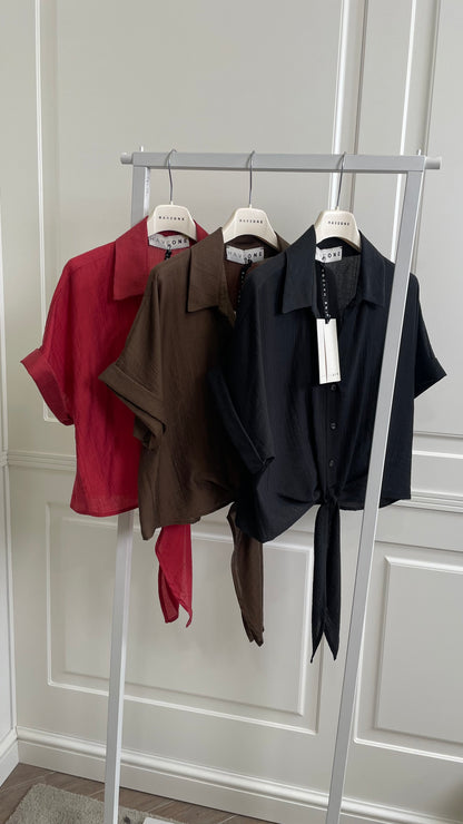 Camicia crop con nodo HaveOne - CIA-Q381 -
