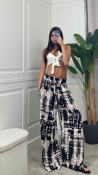 Pantalone wide leg fantasia astratta HaveOne -
