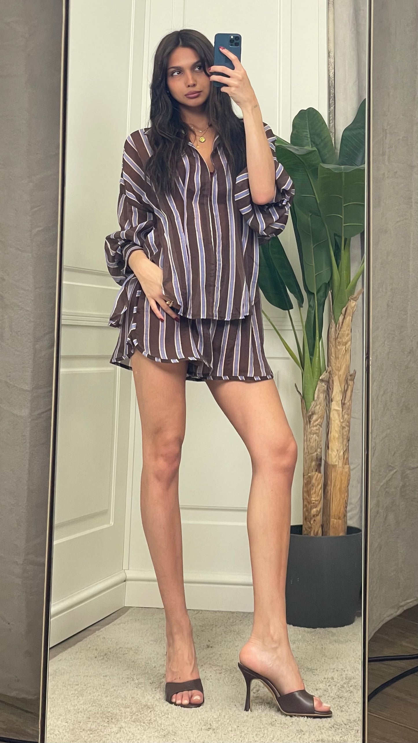 Camicia a righe con pieghe HaveOne - CVS-Q356 -