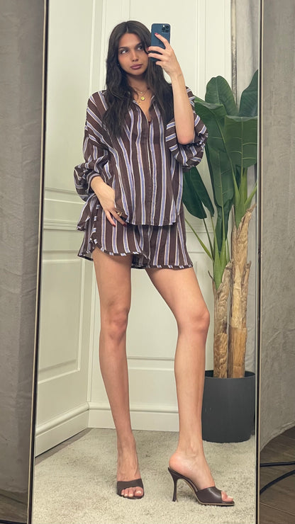 Camicia a righe con pieghe HaveOne - CVS-Q356 -