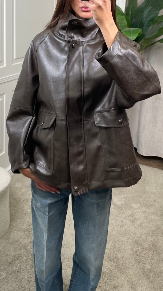 Giaccone in ecopelle oversize Vicolo moro - TAC0729 -