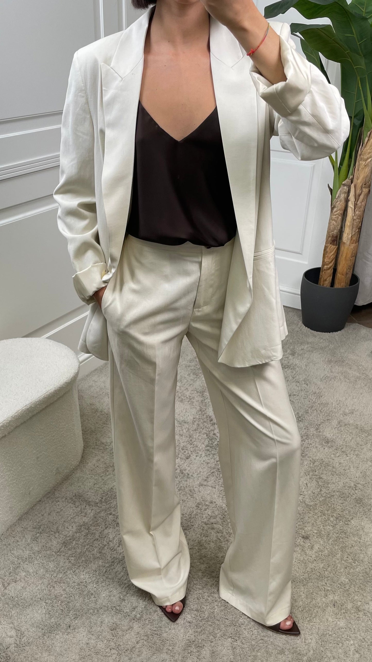 Pantalone tailleur a palazzo misto lino Vicolo - TAB1624 -