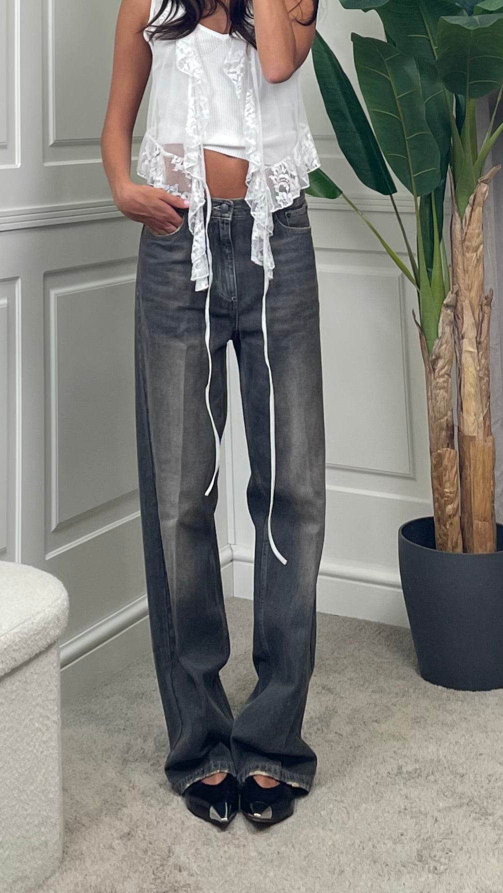 Jeans XENOBIA dirty black wide leg fit Vicolo - DAC5165 -