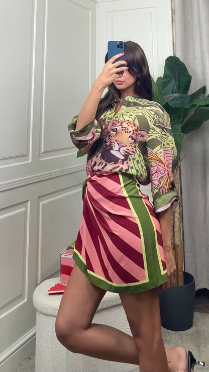 Minigonna pareo rigata rosso/fuxia HaveOne - GVS-Q271 -