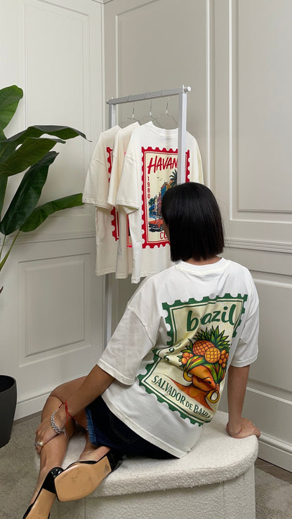 T-shirt mezza manica con stampa HaveOne - TDY-Q233 -
