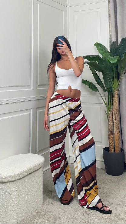 Pantalone palazzo a righe asimmetriche Vicolo - TAB2969 -