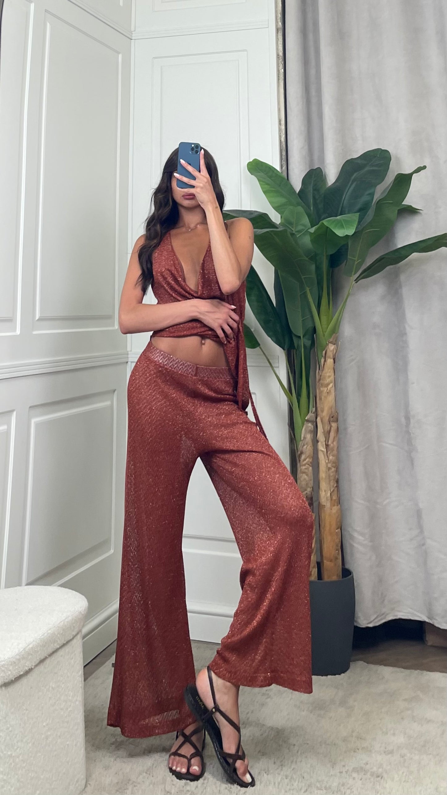 Pantalone a zampa glitter HaveOne - PVS-Q257 -