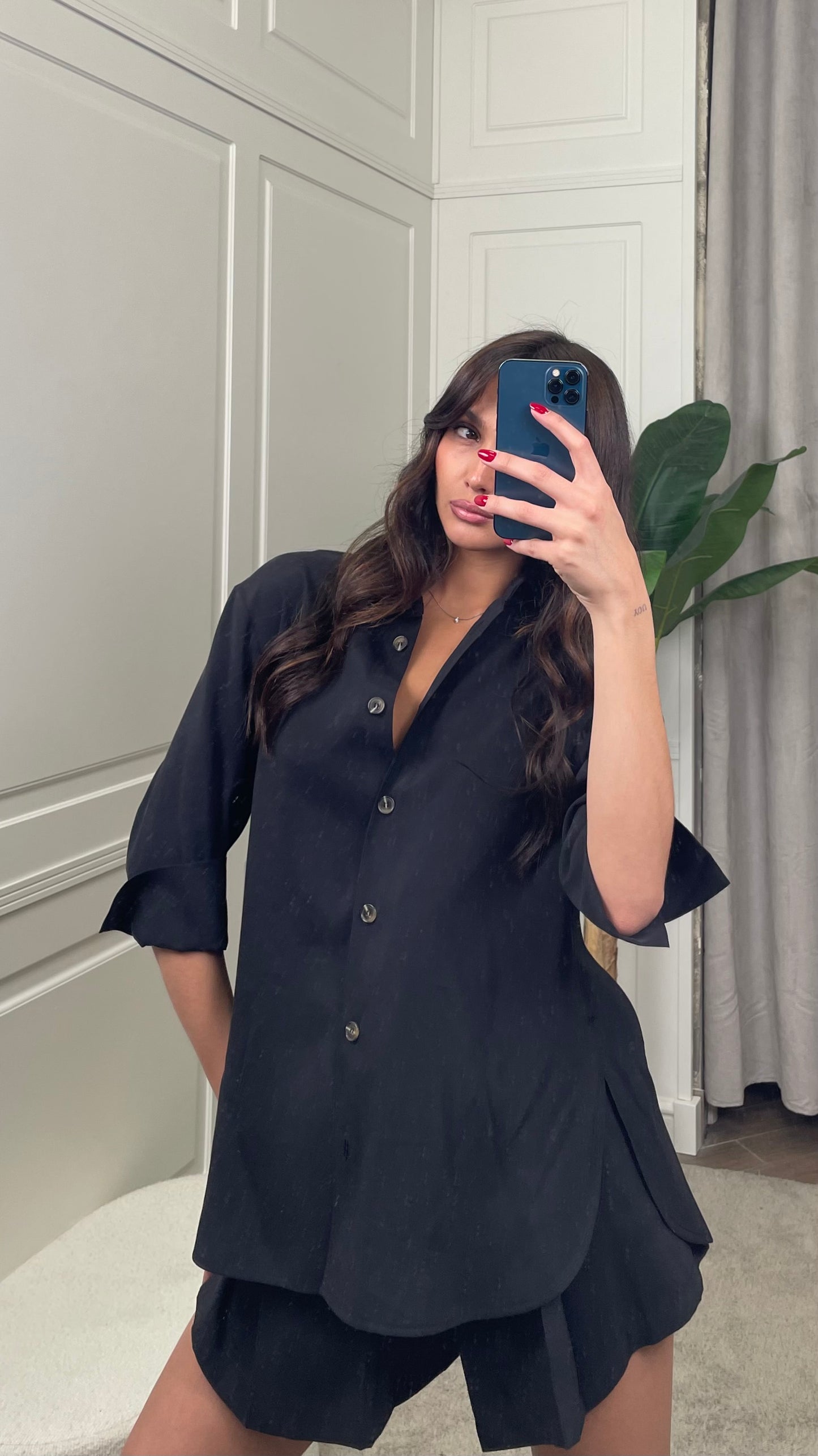 Camicia cupro nero HaveOne - CPA-Q377 -