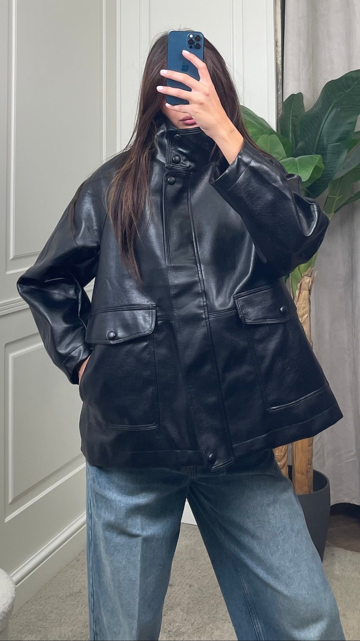 Giaccone in ecopelle oversize Vicolo nero - TAC0729 -