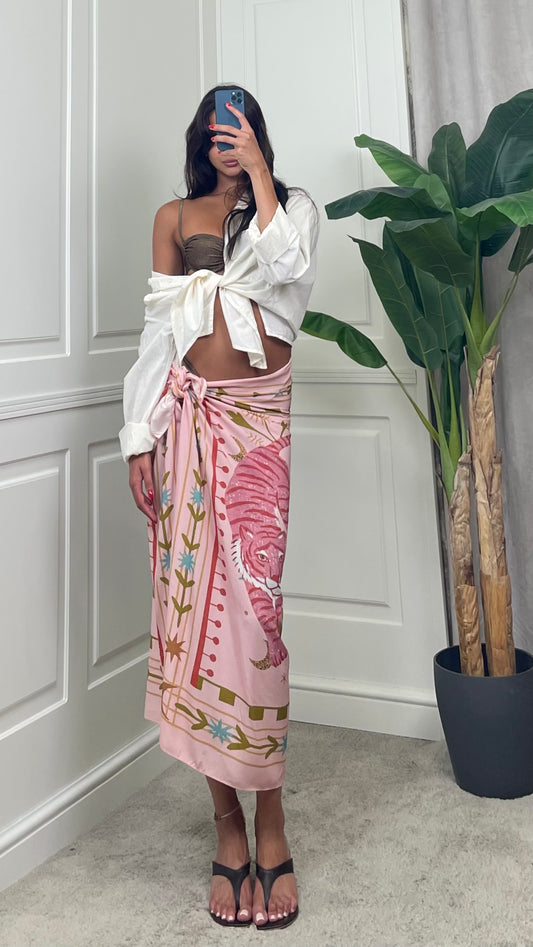 Gonna pareo lunga fantasia tigre pink HaveOne - GVS-Q229 -