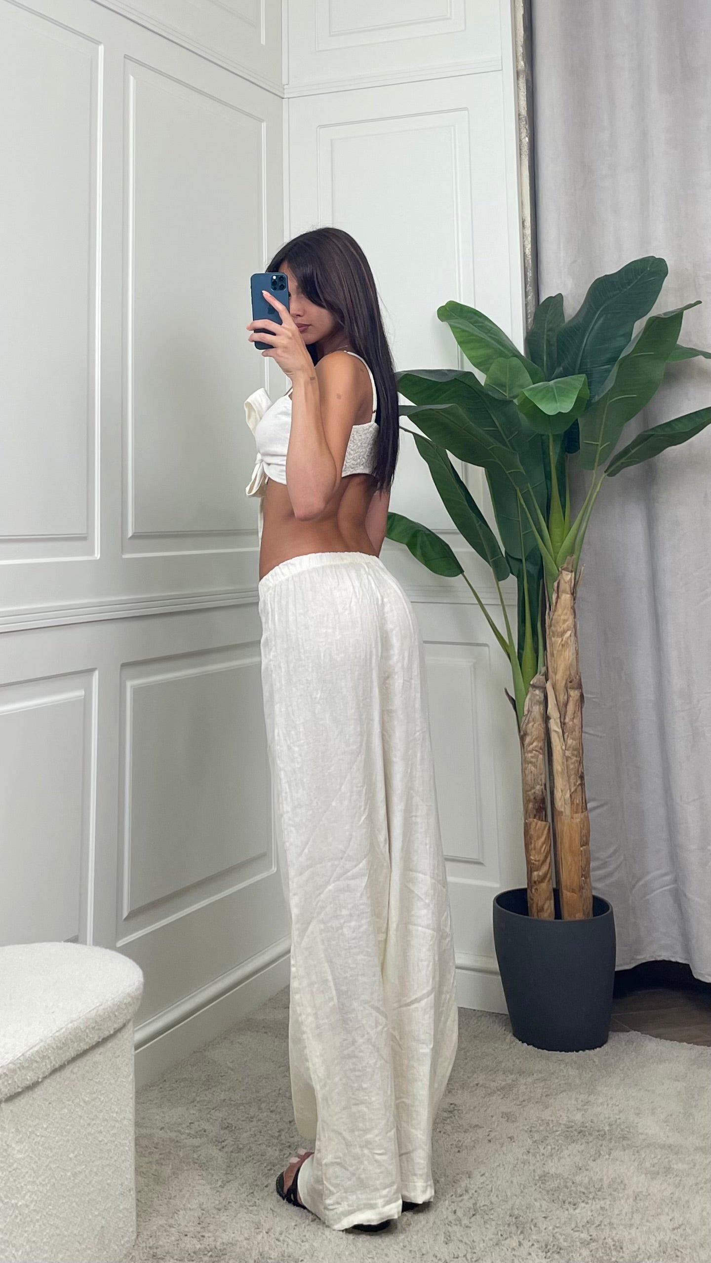 Pantalone palazzo in puro lino HaveOne - PVE-Q667 -