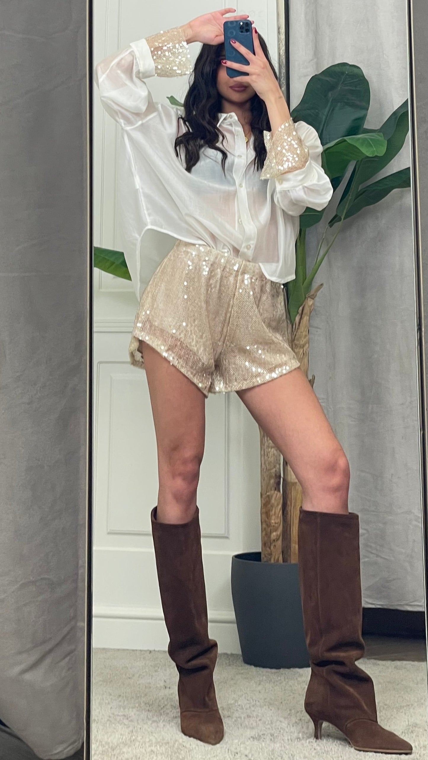 Shorts micro paillettes burro HaveOne - PVS-Q447 -