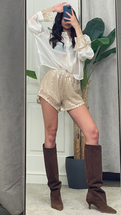 Shorts micro paillettes burro HaveOne - PVS-Q447 -