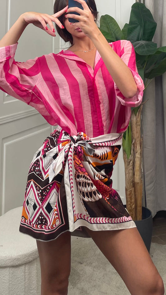 Camicia coreana righe verticali Pink HaveOne - CVS-Q422 -