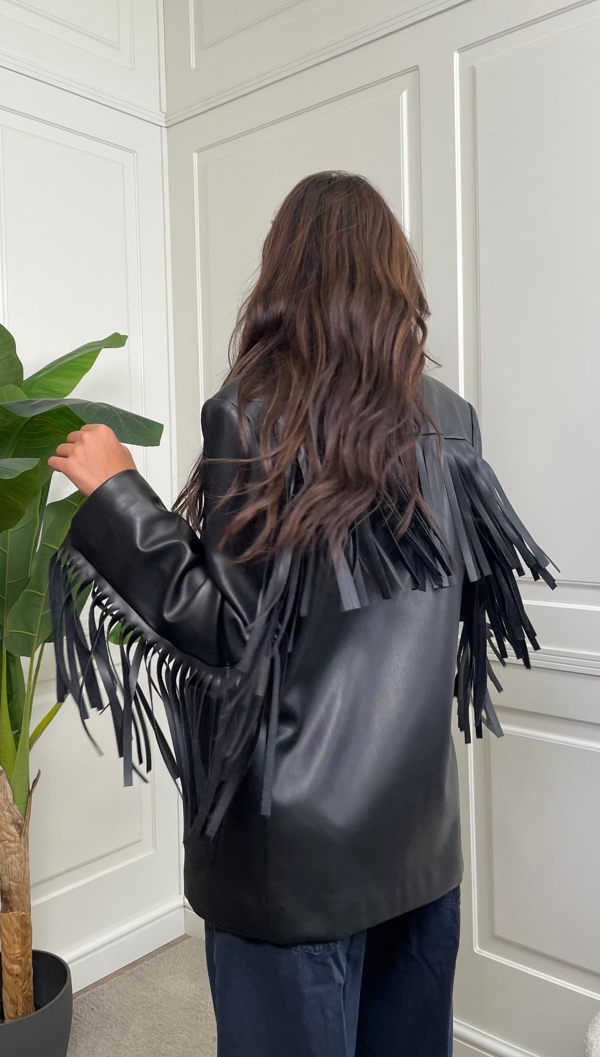 Blazer similpelle con frange Vicolo - TAC1256 -
