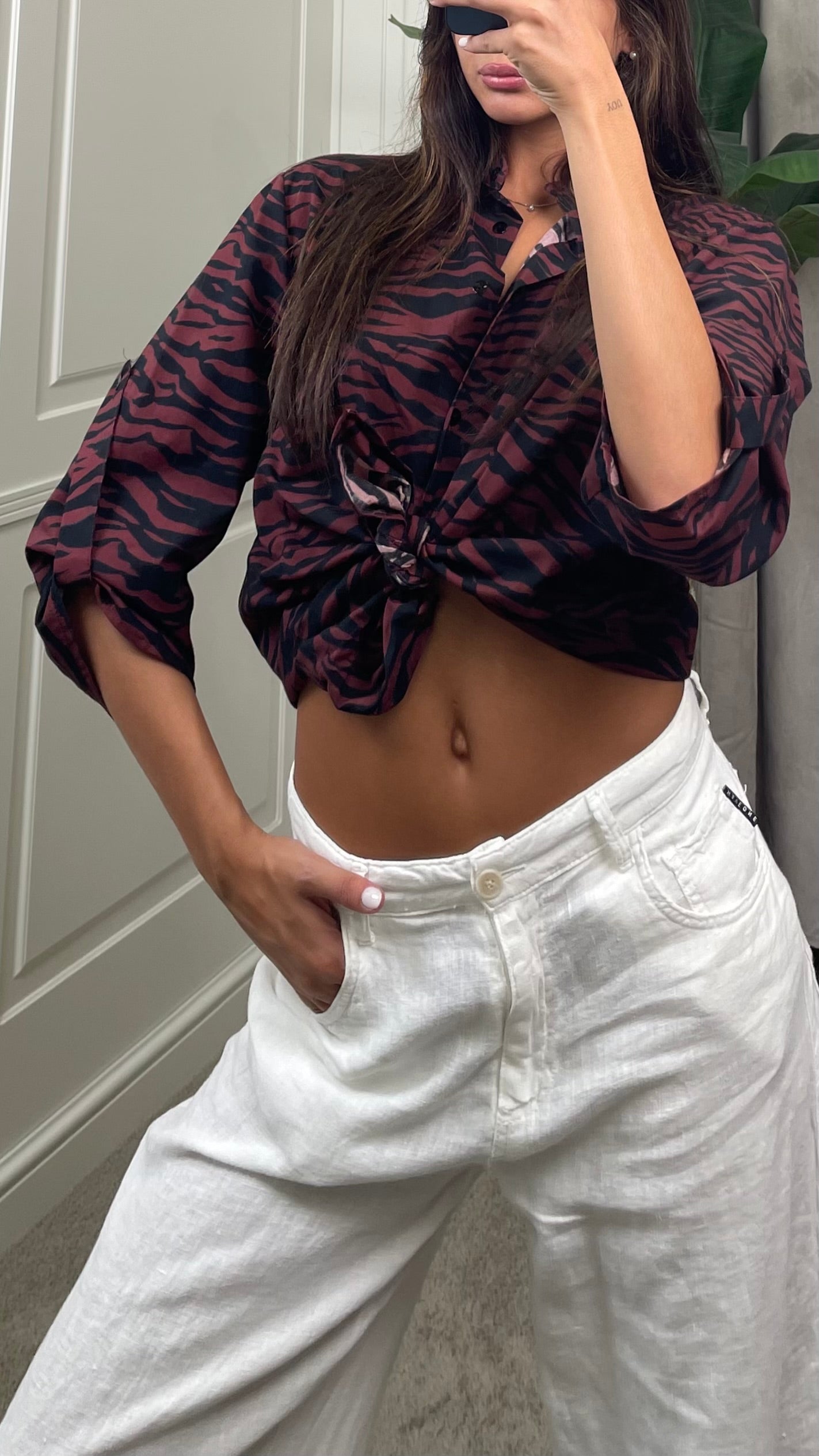 Camicia coreana zebrata bordeaux HaveOne - CMA-Q518 -