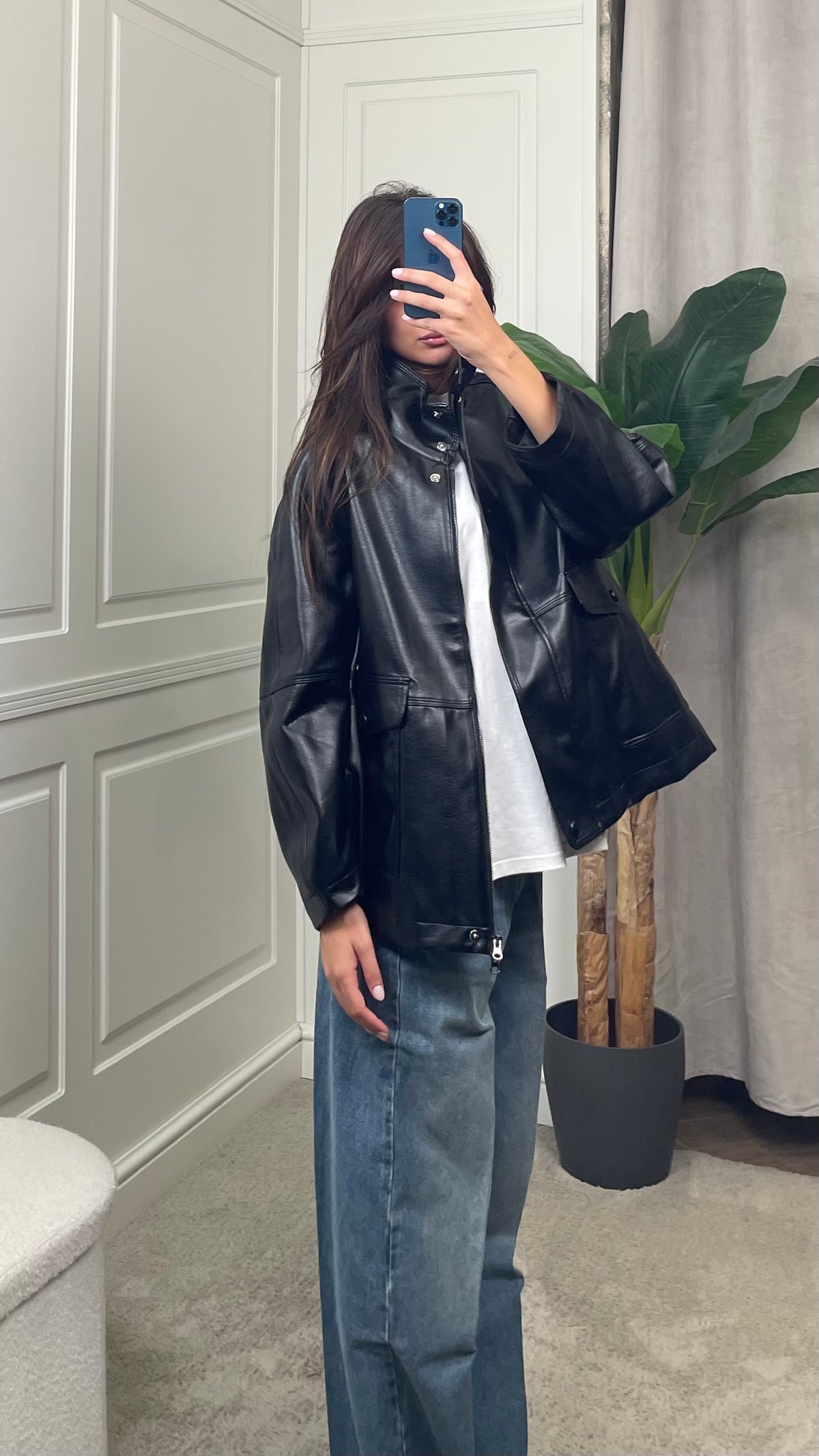 Giaccone in ecopelle oversize Vicolo nero - TAC0729 -